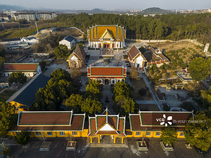 航拍中国江苏省常州市溧阳市天目湖生态旅游度假区报恩禅寺图片素材