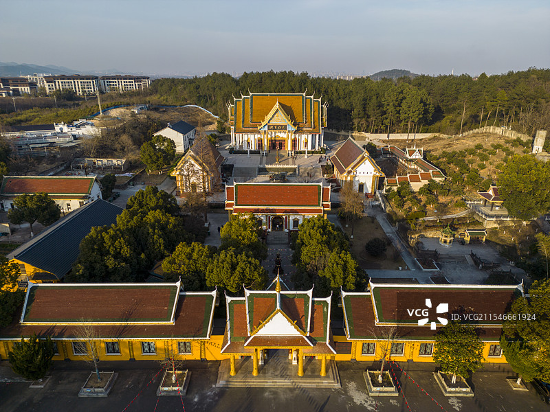 航拍中国江苏省常州市溧阳市天目湖生态旅游度假区报恩禅寺图片素材