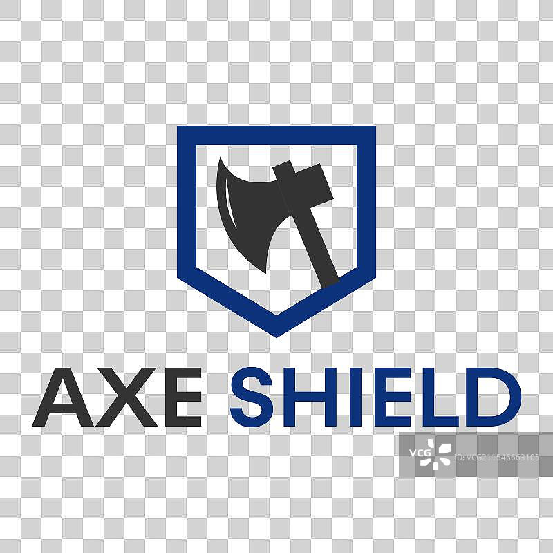 斧头和盾牌的扁平极简风格logo设计图片素材