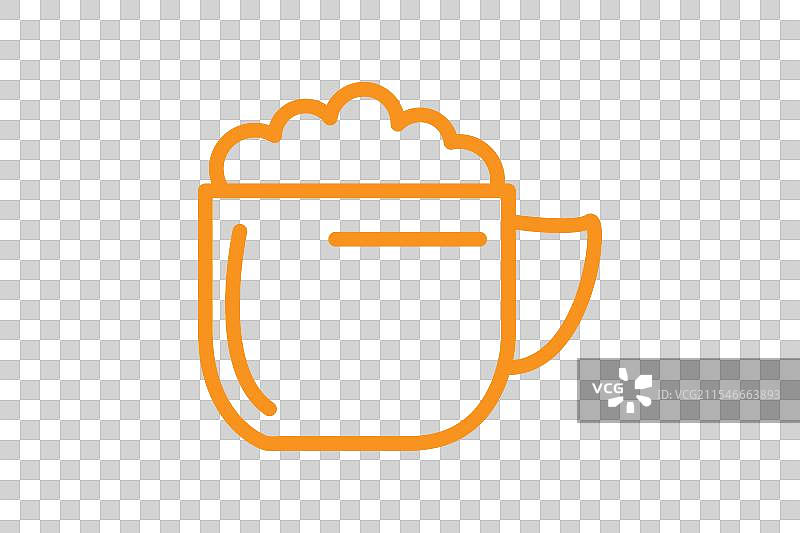 简约线条艺术咖啡杯图标，带泡沫图片素材