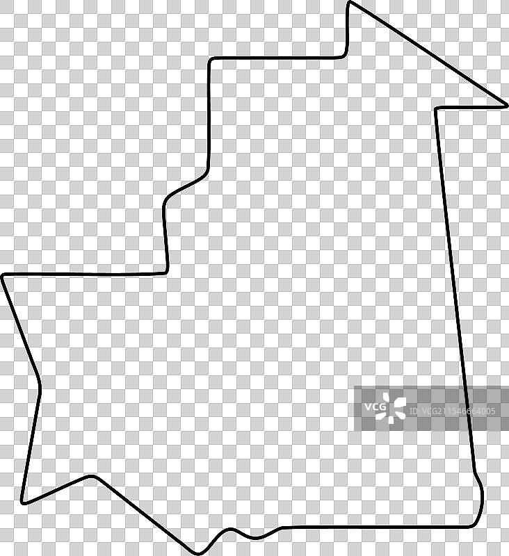 毛里塔尼亚简化轮廓地图图片素材