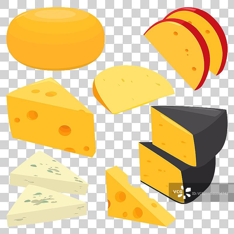 各种类型的奶酪切成片图片素材