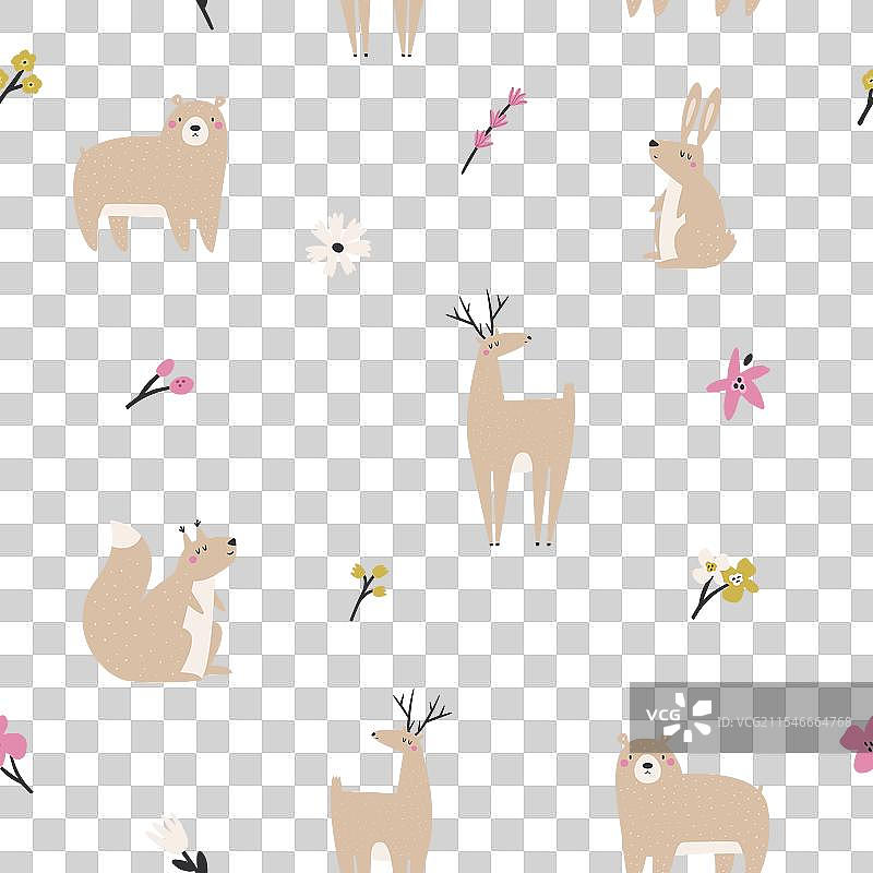 可爱的森林动物无缝图案图片素材