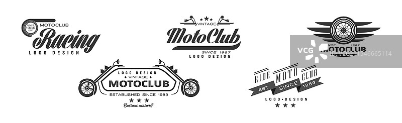 赛车俱乐部单色标志和标签图片素材