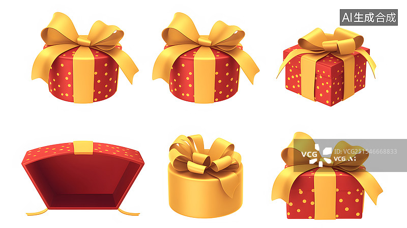 【AI数字艺术】精美的节日礼物盒元素图片素材