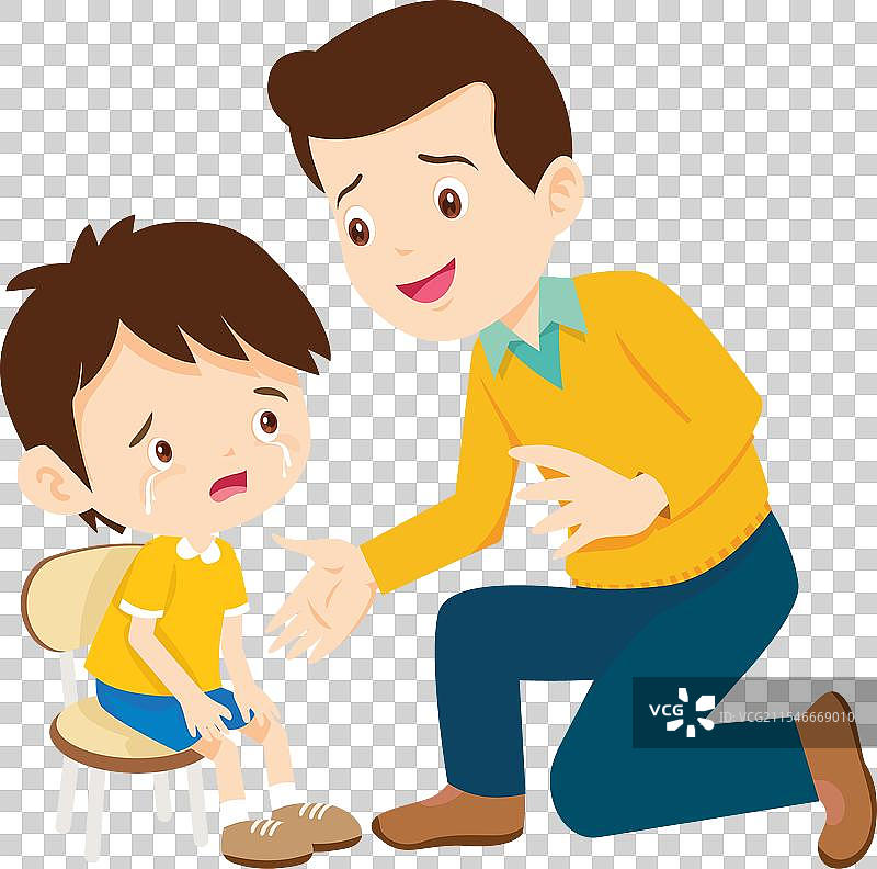 安慰伤心孩子的父母图片素材
