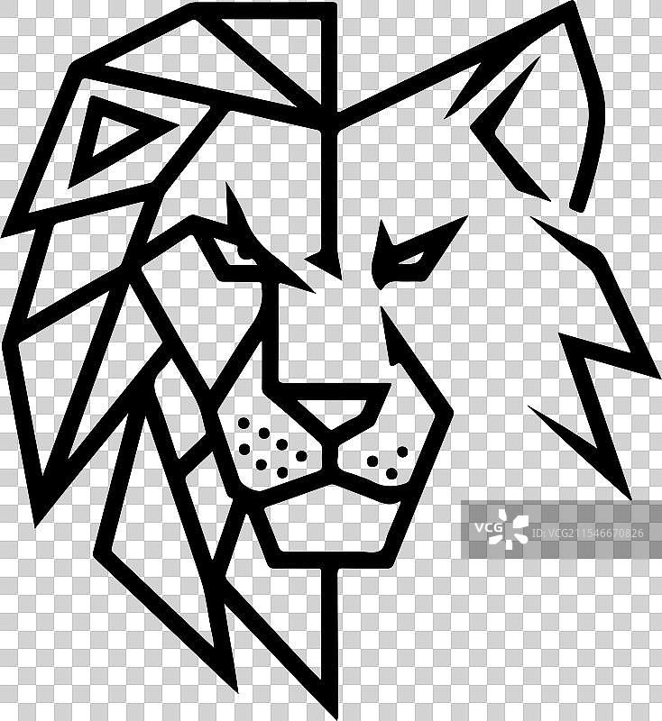 几何狮子面部标志图片素材