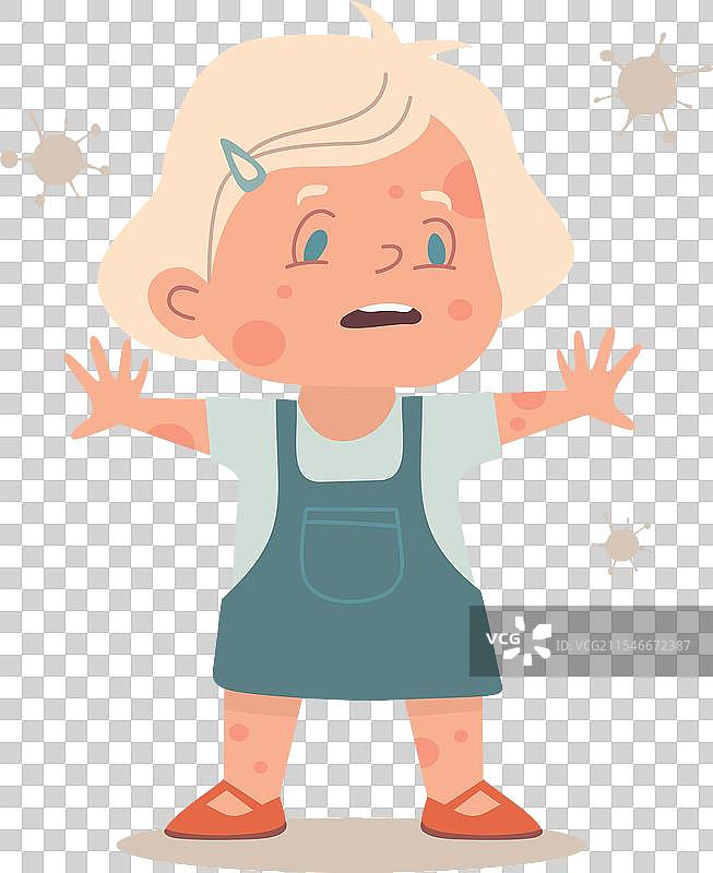 幼儿园里患有皮肤病的女孩图片素材