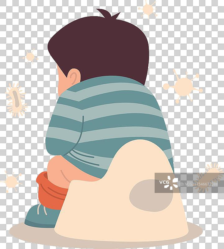 幼儿园里一个男孩正在遭受腹泻困扰图片素材