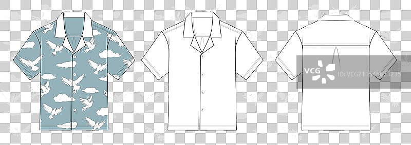 印花古巴领衬衫图片素材