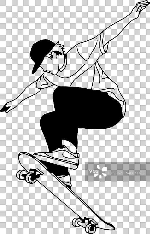 极简风格的滑板运动员图片素材