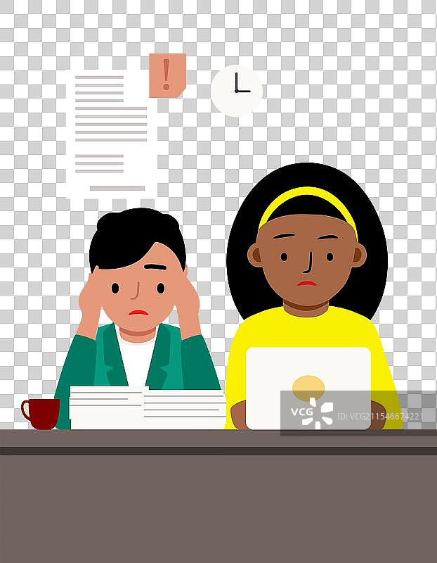 两名非裔美国员工感到疲惫不堪。图片素材