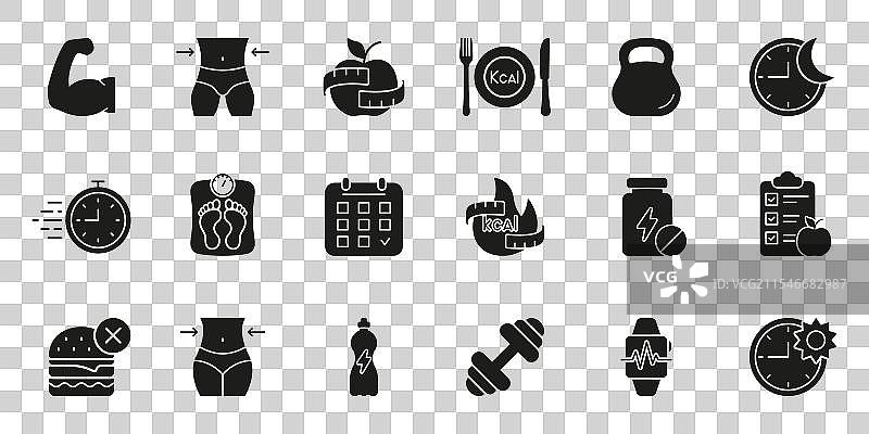 健身与健康的剪影图标图片素材