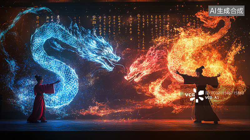 【AI数字艺术】冰与火之歌，舞台，舞者图片素材