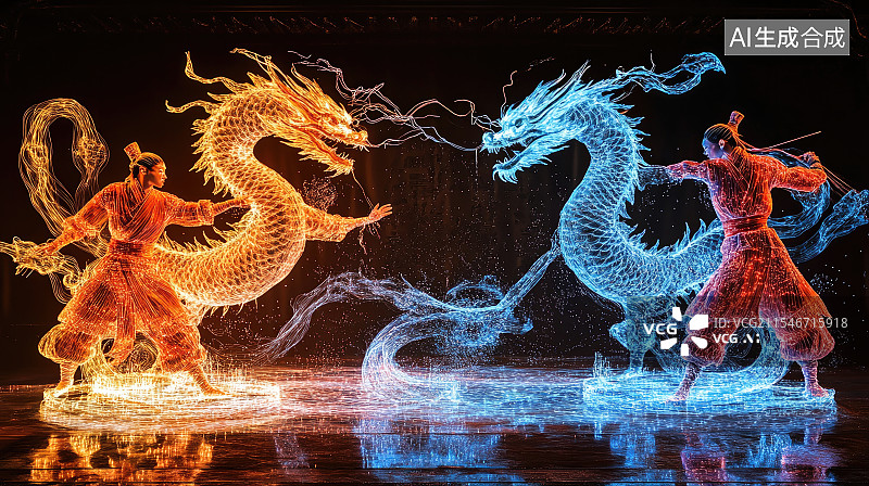 【AI数字艺术】冰与火之歌，舞台，舞者图片素材