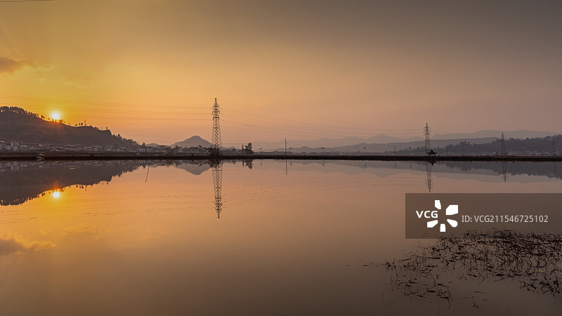 开江县莲花世界落日图片素材