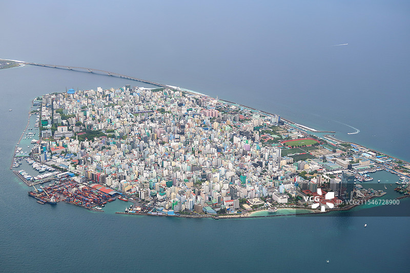 水上飞机俯瞰马累图片素材