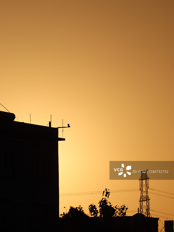 夕阳剪影图片素材