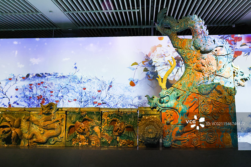 三清殿琉璃正脊堆花脊身及东西鸱吻观妙入真永乐宫艺术展图片素材