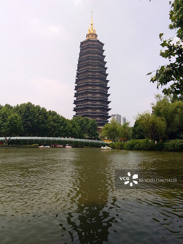 常州红梅公园眺望天宁寺图片素材