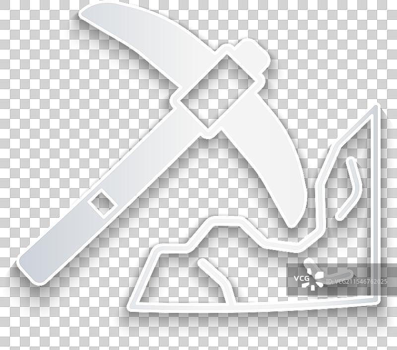 剪纸风格的金矿图标，背景为蓝色图片素材