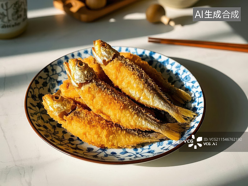 【AI数字艺术】多条炸熟的黄花鱼图片素材