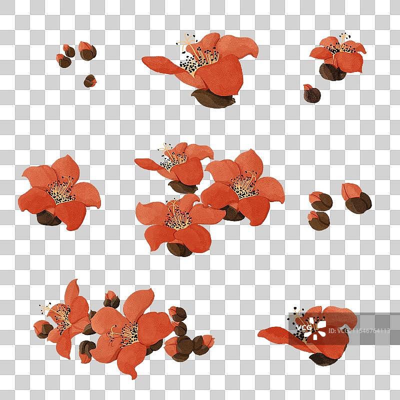 肌理木棉花插画设计免抠元素图片素材