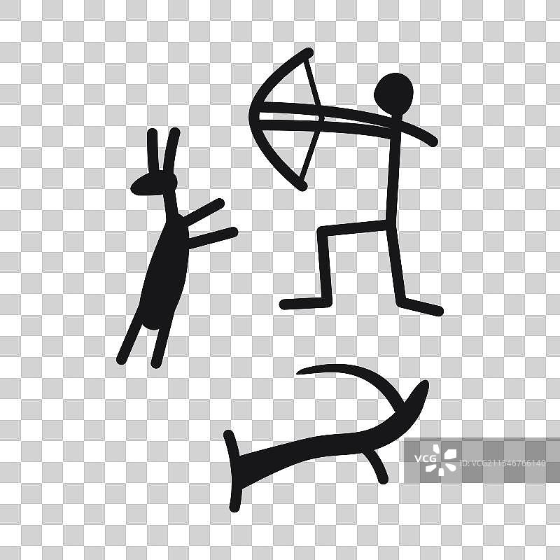 原始岩画：手持弓箭的猎人图片素材