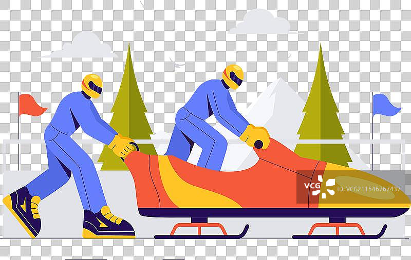 一名运动员在雪覆盖的赛道上驾驶雪橇图片素材