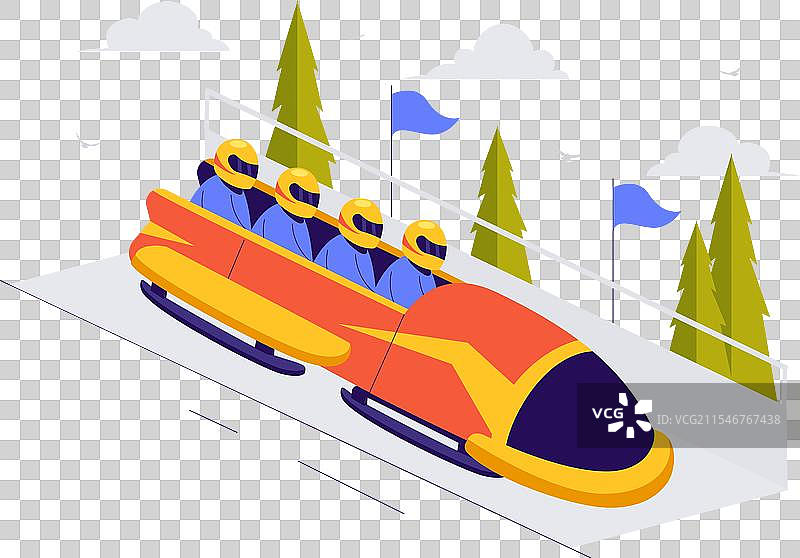 一名运动员在覆盖着雪的雪橇上滑行图片素材