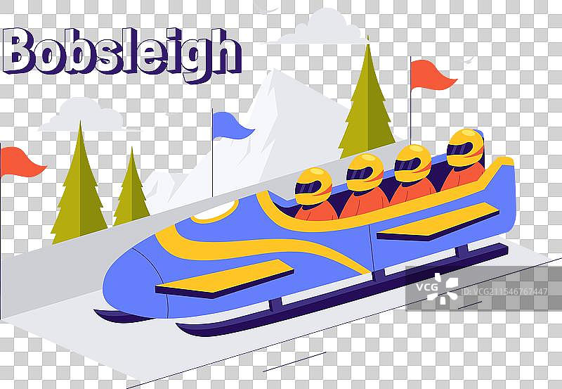 一名运动员在覆盖着雪的雪橇上滑行图片素材