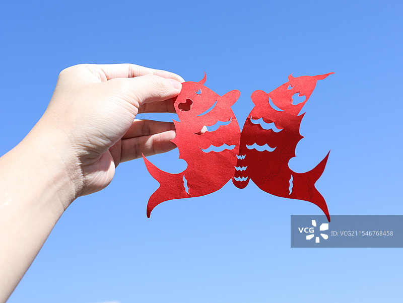 中国传统文化剪纸年年有余图片素材