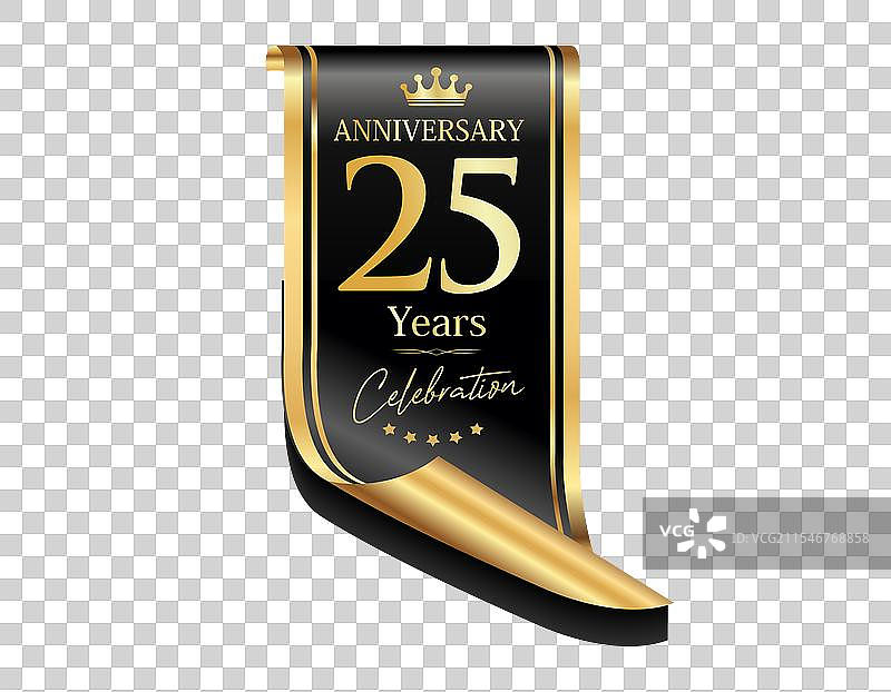 黑色背景上的25周年纪念标志图片素材