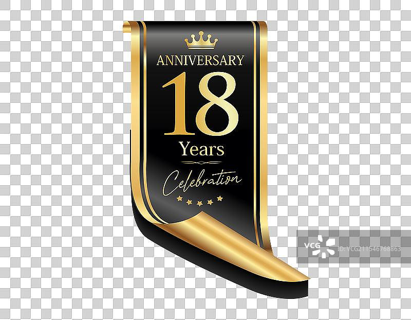 黑色背景上的18周年纪念标志图片素材