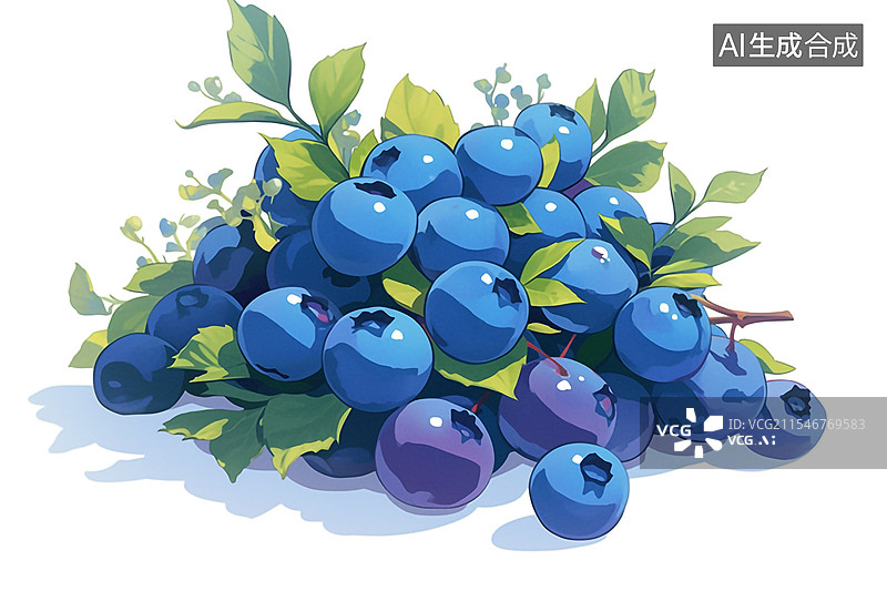 【AI数字艺术】一堆成熟的蓝莓果实图片素材