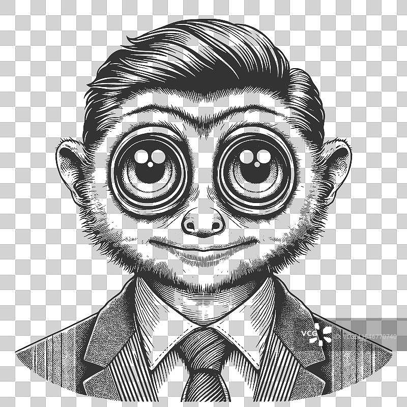 穿着西装和领带的狨猴雕刻图图片素材