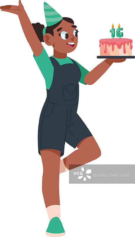 快乐的青少年生日蛋糕图片素材