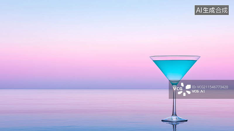 【AI数字艺术】海边日落鸡尾酒图片素材