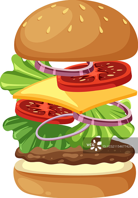 夹层汉堡，配有奶酪、生菜和番茄图片素材