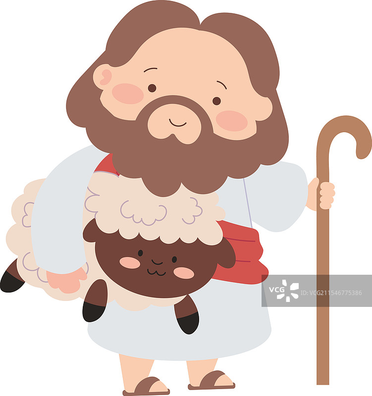 可爱的耶稣与小羊图片素材