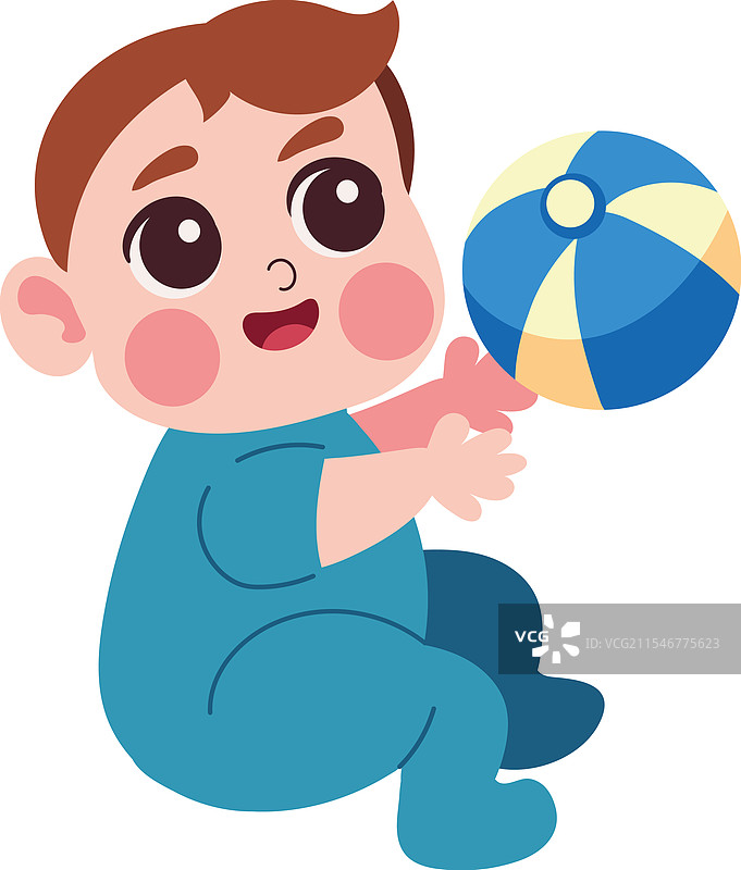 婴儿在玩球图片素材
