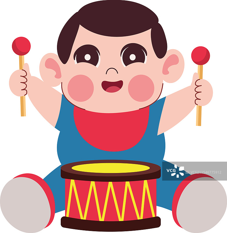 婴儿在玩鼓图片素材