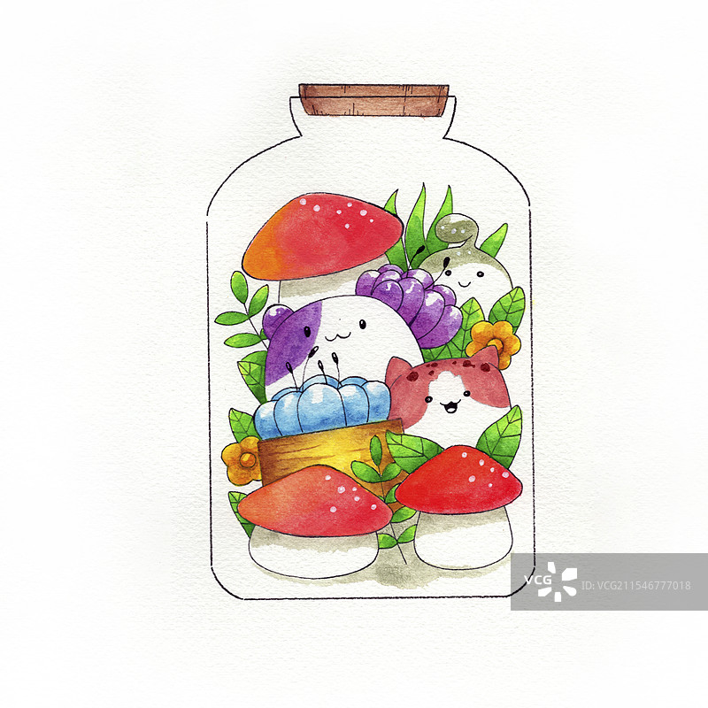 卡通简笔画 | 瓶子里的小精灵图片素材