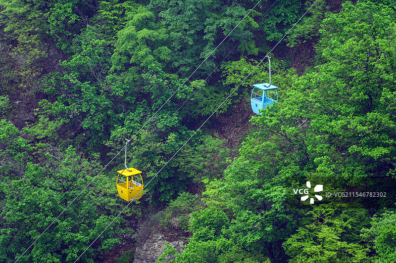 北京春天平谷天云山旅游风景区缆车图片素材