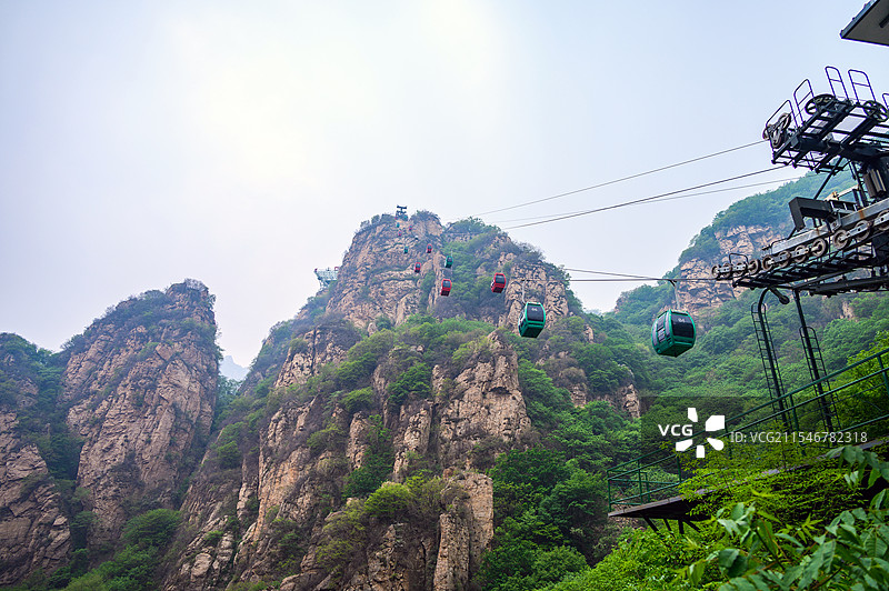 北京春天平谷天云山旅游风景区缆车图片素材