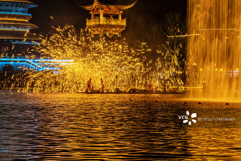 婺源打铁花图片素材