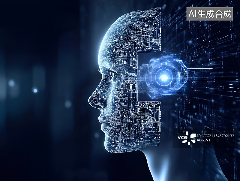 【AI数字艺术】未来脑机接口全息头像图片素材