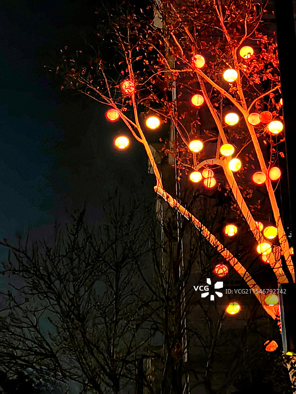 夜色中的装饰灯图片素材