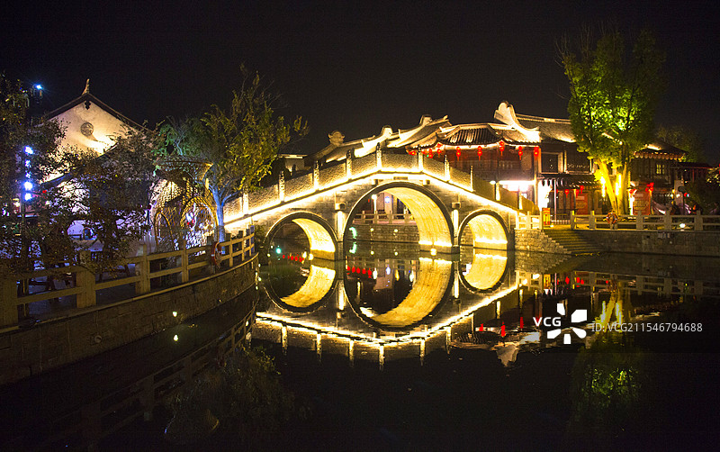 江苏省盐城市大纵湖之东晋水城小桥流水人家图片素材