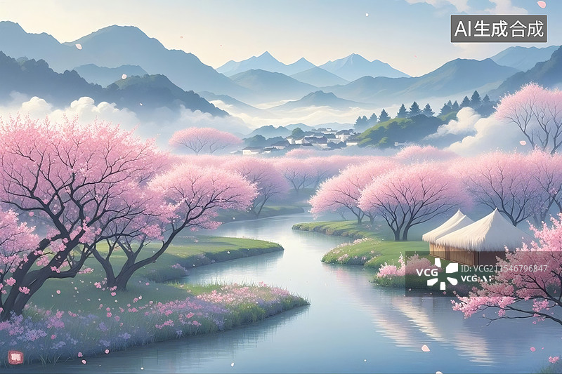 【AI数字艺术】立春梅林图片素材